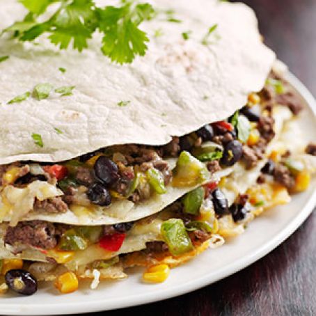 tortilla stack with ground beef