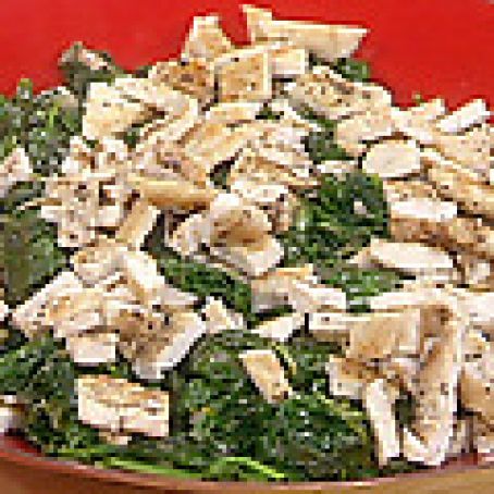 Warm Chopped Chicken Picatta Spinach Salad