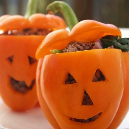 jack o' Lantern Stuffed Peppers