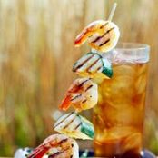 Skewered Shrim & Zucchini with Basil Cream Sauce