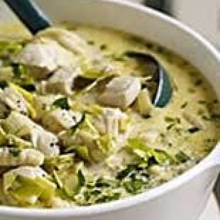 Creamy Chicken, Leeky and Dumpling Soup