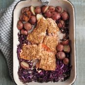 Roasted Salmon, Red Cabbage, and New Potatoes