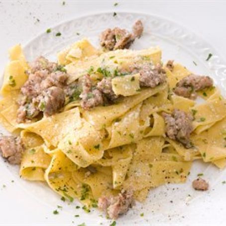 Fettuccine with italian sausage and leeks