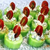 Cucumber Bites with Herb Cream Cheese & Cherry Tomatoes