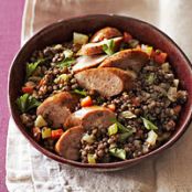 Chicken Sausage over Lentils