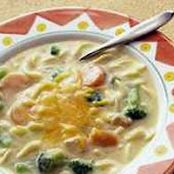 Cheesy Chicken Noodle and Broccoli Soup