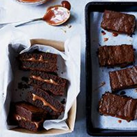 Salted Caramel-Filled Fudge Brownies