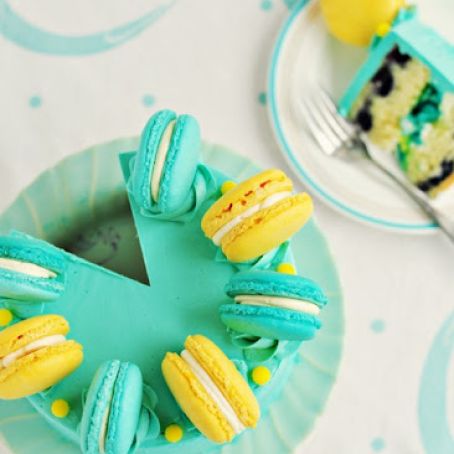 Lemon-Blueberry Macaron Delight Cake