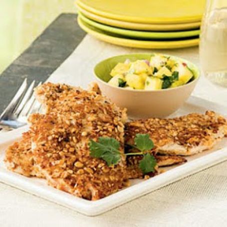 Peanut Crusted Chicken with Pineapple Salsa