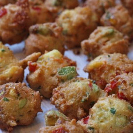 Avocado Fritters with Avocado-Cilantro Cream Dipping Sauce