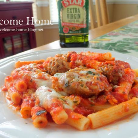Baked Rigatoni With Meatballs and Sausage