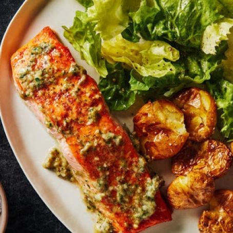 Salmon with Caper-Anchovy Butter