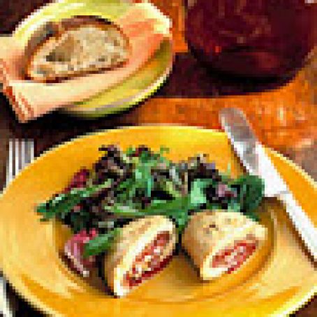 Steamed Chicken with Roasted Peppers and Prosciutto