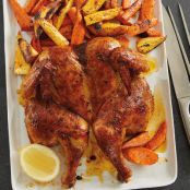 WHOLE****Spatchcock Roasted Chicken with Carrots and Parsnips