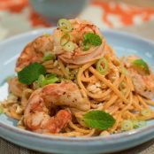 Thai Peanut Sweet Potato Noodles with Shrimp