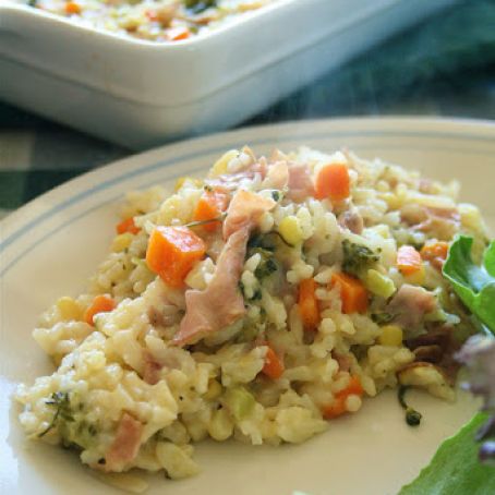 Veggie, Ham & Cheese Rice Bake