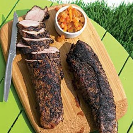 Coffee-Rubbed Grilled Pork Tenderloin with Watermelon Rind Relish