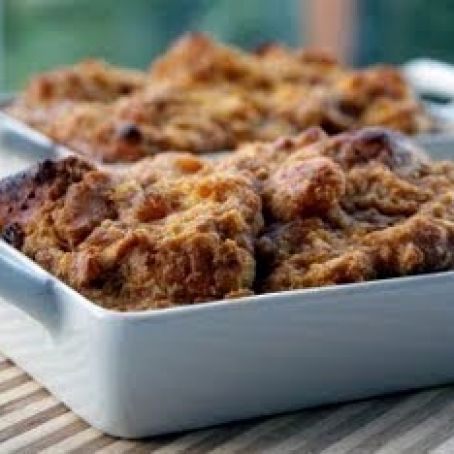 spiced maple pumpkin bread pudding