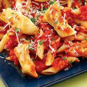 Plum Tomatoes and Artichokes with Penne