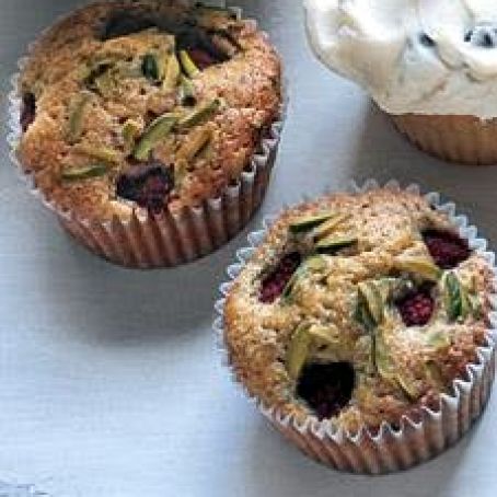 Pistachio Cupcakes with Raspberries