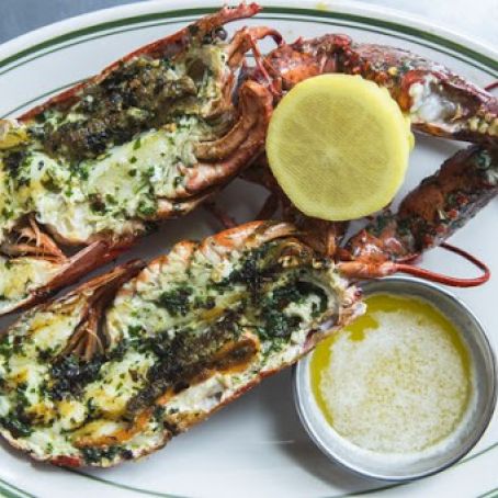 Maine lobsters grilled with herbs and lemon