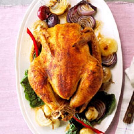Spice-Rubbed Chicken with Roasted Onions