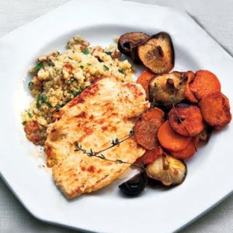 Yogurt-Marinated Chicken With Mushrooms and Sweet Potatoes