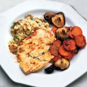 Yogurt-Marinated Chicken With Mushrooms and Sweet Potatoes