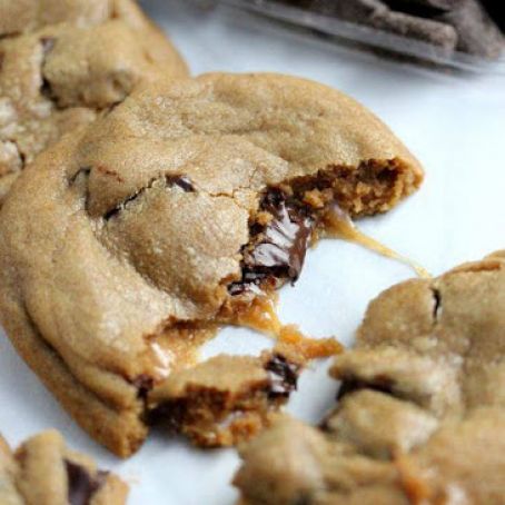 Caramel Stuffed Chocolate Chunk Cookies