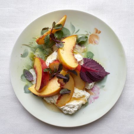 Goat Ricotta Cheese with Peaches