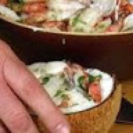 Shrimp Ceviche Served in Coconuts