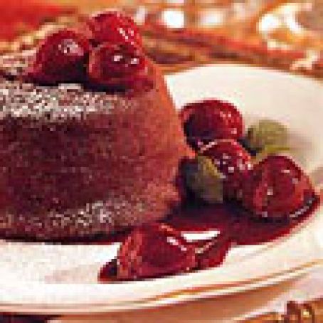 Molten Chocolate Cakes with Cherries