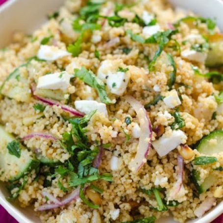 Couscous Salad with Cucumber, Red Onion & Herbs