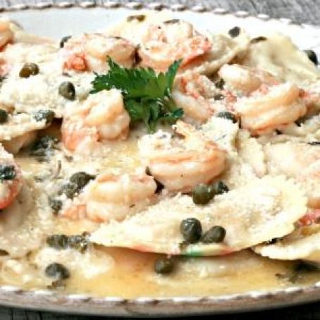 Lobster Ravioli with Shrimp Garlic Caper Sauce
