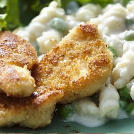 Crispy Parmesan Chicken with Creamy Cauliflower Pasta