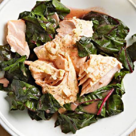 Salmon and Swiss Chard in Mustard Sauce