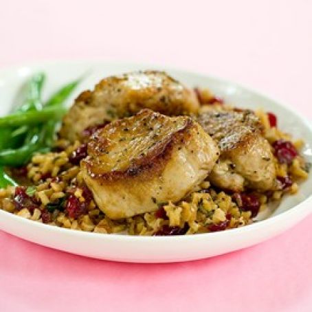 Pork Tenderloin Medallions with Brown Rice, Sage and Walnuts