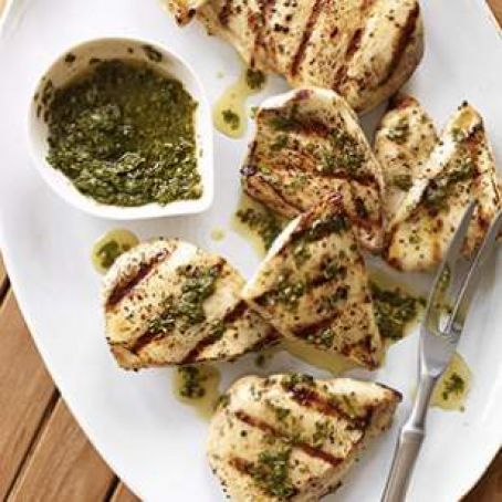 Buttermilk-Brined Chicken Breast with Basil-Mint Sauce