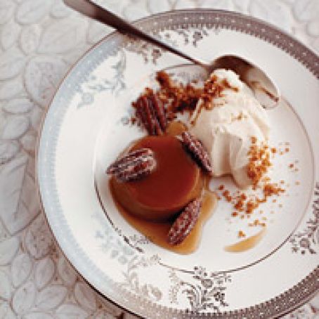 Maple Custards with Sugared Pecans