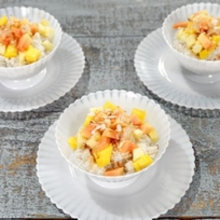 ISLAND COCONUT RICE PUDDING WITH TROPICAL FRUITS