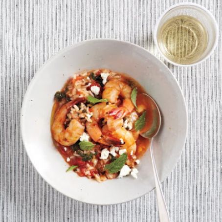 Shrimp with Tomatoes, Spinach and Rice