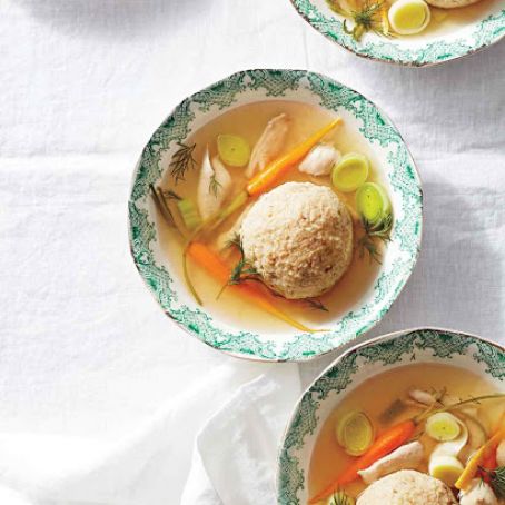 Matzo-Ball Soup with Leeks