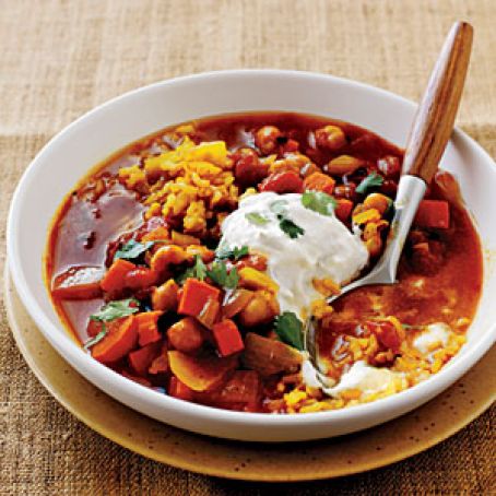 Curried Chickpea Stew with Brown Rice Pilaf