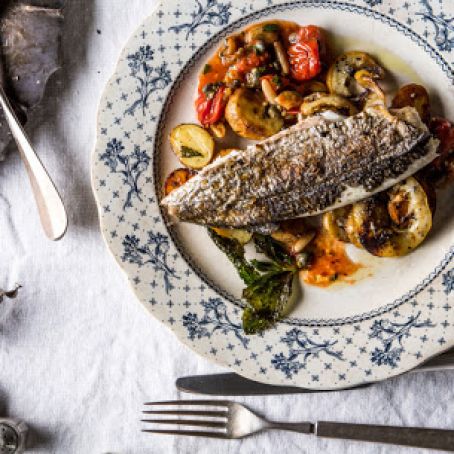 Dorade with Potatoes and Burst Tomato Sauce