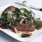 Sirloin Steaks with Garlicky Swiss Chard
