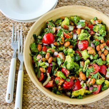 Pinto Bean Salad with Avocado, Tomatoes, Red Onion, and Cilantro
