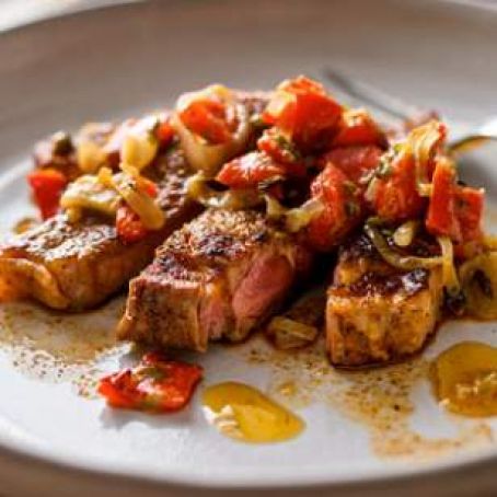 Rib-Eye Steaks with Piquillo Pepper Sauce