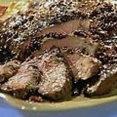 Johnny Garlic's Grilled Peppered Steak with Cabernet Balsamic Sauce