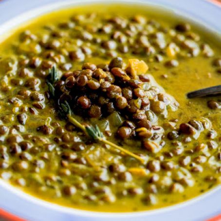 Green Lentil Soup with Coconut Milk