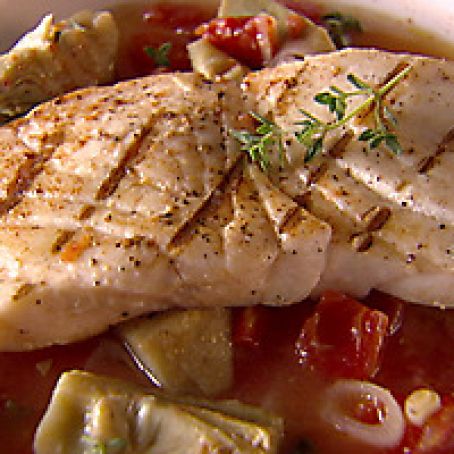 Halibut in Artichoke and Tomato Broth